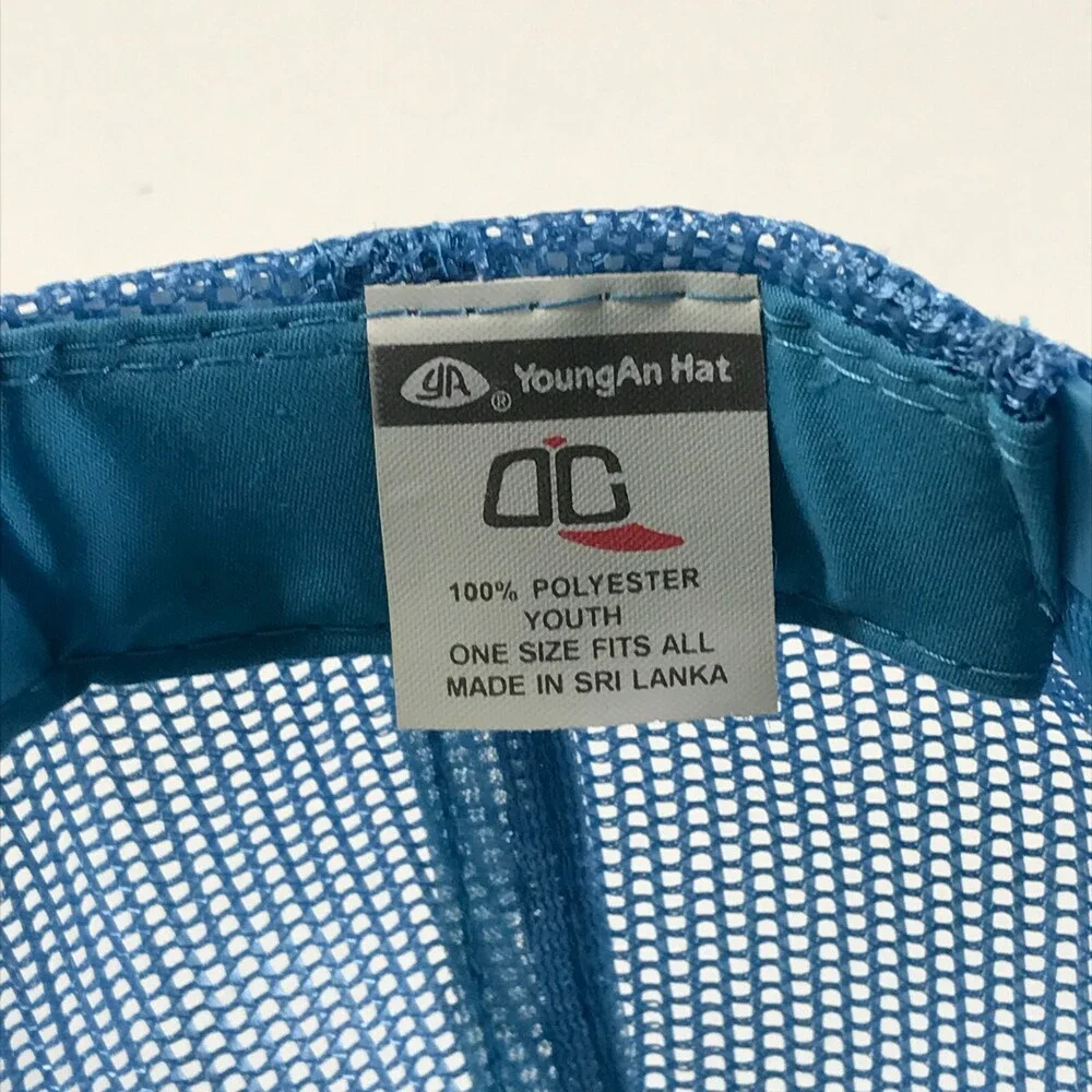 Vintage Light Blue Trucker Hat Boys Youth Size Mesh Back YoungAn Outdoor Cap